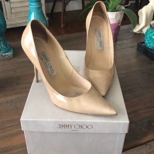 Jimmy Choo Nude Abel Patent Leather heels